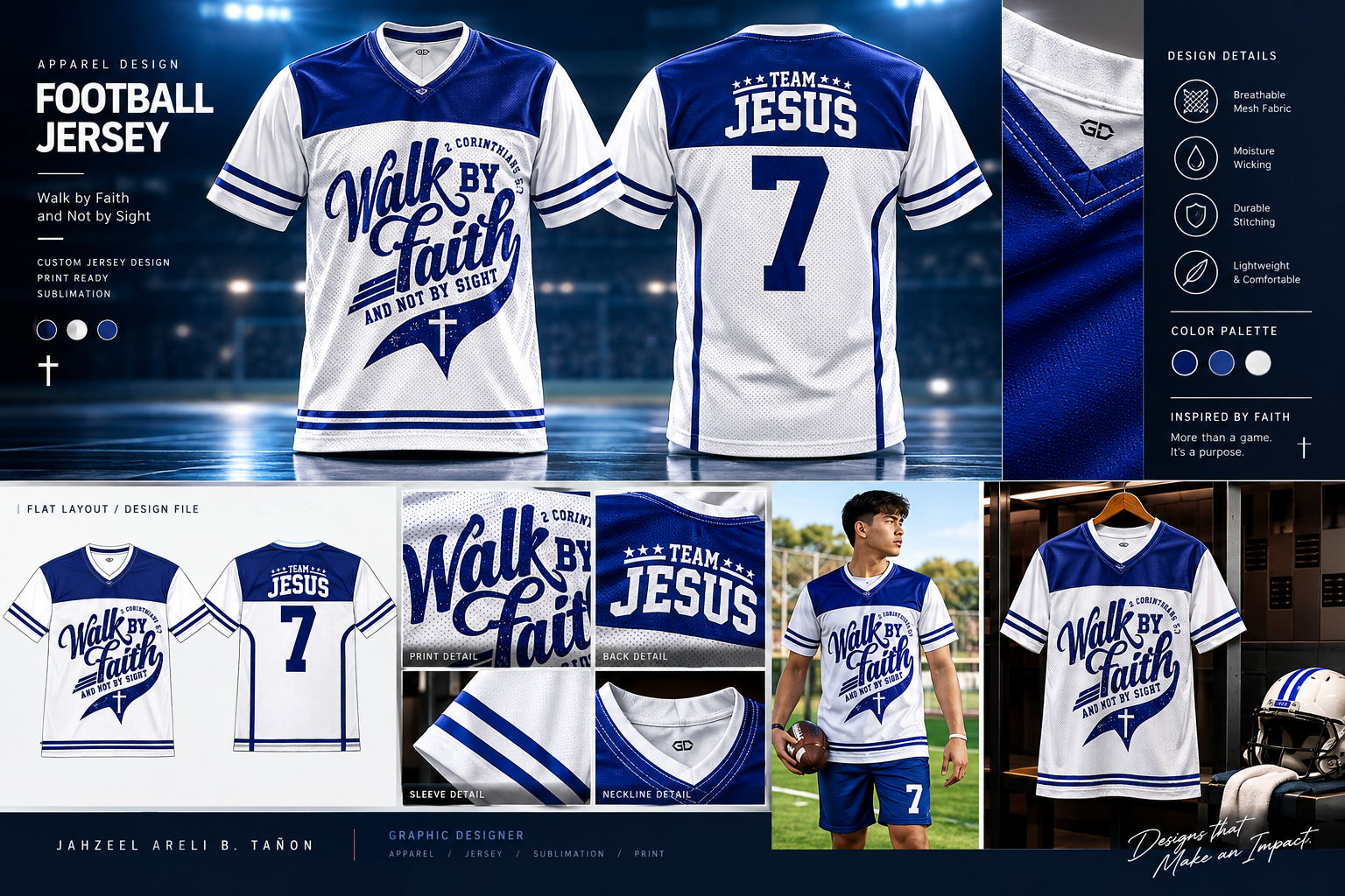 Walk by Faith football jersey design presentation